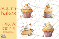 Cozy Fall Baking Clipart PNG, Pumpkin Pie Apple Bread Png Product Image 1