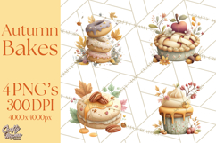Cozy Fall Baking Clipart PNG, Pumpkin Pie Apple Bread Png Product Image 1