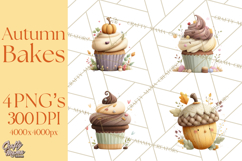 Cozy Fall Baking Clipart PNG, Pumpkin Pie Apple Bread Png Product Image 1