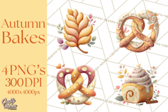Cozy Fall Baking Clipart PNG, Pumpkin Pie Apple Bread Png Product Image 1