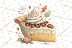 Cozy Fall Baking Clipart PNG, Pumpkin Pie Apple Bread Png Product Image 5