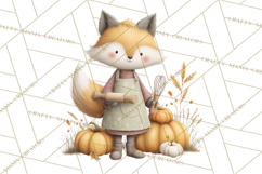 Autumn Baking Critters, Fall Clipart Png, Autumn Animals Product Image 2