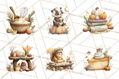 Autumn Baking Critters, Fall Clipart Png, Autumn Animals Product Image 6