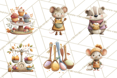 Autumn Baking Critters, Fall Clipart Png, Autumn Animals Product Image 7
