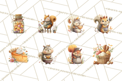 Autumn Baking Critters, Fall Clipart Png, Autumn Animals Product Image 4
