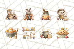 Autumn Baking Critters, Fall Clipart Png, Autumn Animals Product Image 8