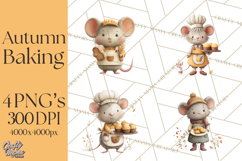 Autumn Baking Critters, Fall Clipart Png, Autumn Animals Product Image 1