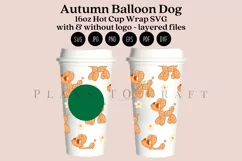 autumn balloon dog starbucks 16oz hot cup tumbler wrap svg presized template for tumbler grande suitable for cricut and silhouette