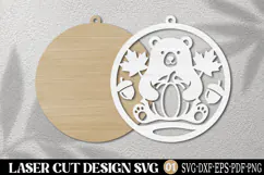 Autumn Bear Pumpkin Laser Cut SVG Product Image 2