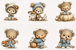 Autumn Bear Watercolor Clipart Product Image 4