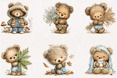 Autumn Bear Watercolor Clipart Product Image 2