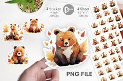 Autumn Bear Watercolor Sticker Product Image 1