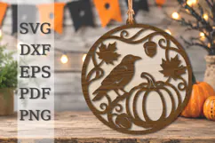 Autumn Bird & Pumpkin Laser Cut SVG Product Image 1