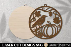 Autumn Bird & Pumpkin Laser Cut SVG Product Image 2