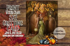 Fantasy Fawn Autumn Blessings 5x7 Printable Greeting Card Product Image 1