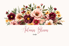 Watercolor Floral Clipart - Watercolor Autumn flowers border Product Image 1