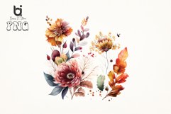 Autumn Blooms watercolor flowers Sublimation PNG Bundle Product Image 2