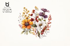 Autumn Blooms watercolor flowers Sublimation PNG Bundle Product Image 4
