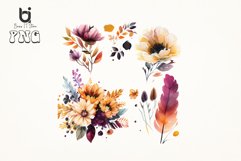Autumn Blooms watercolor flowers Sublimation PNG Bundle Product Image 5