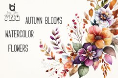 Autumn Blooms watercolor flowers Sublimation PNG Bundle Product Image 6