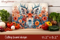 Cute deer Cutting Board Sublimation Design | flowers autumn Product Image 1