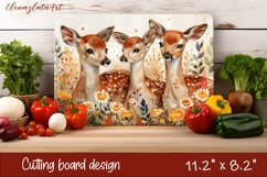 Cute deer Cutting Board Sublimation Design | flowers autumn Product Image 1