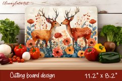 Cute deer Cutting Board Sublimation Design | flowers autumn Product Image 1