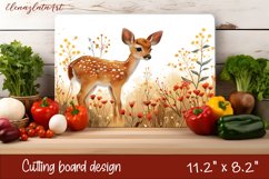 Cute deer Cutting Board Sublimation Design | flowers autumn Product Image 1