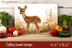 Cute deer Cutting Board Sublimation Design | flowers autumn Product Image 1