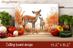 Cute deer Cutting Board Sublimation Design | flowers autumn Product Image 1