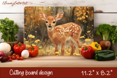Cute deer Cutting Board Sublimation Design | flowers autumn Product Image 1