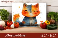 Cute Kitchen Cutting Board Sublimation Design | cats Product Image 1