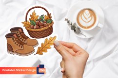 Autumn Boots and Basket Sticker, Harvest Sticker, Fall Art Product Image 1