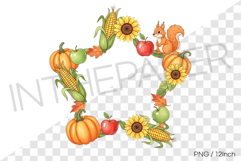 Autumn Pumpkin Corn Star PNG fall Clipart Illust Product Image 1