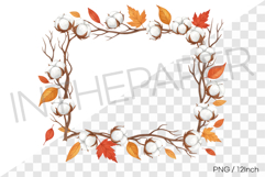 Autumn Cotton Twig Square PNG fall Clipart Illust Product Image 1