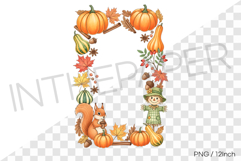 Scarecrow Autumn Pumpkin Vertical PNG fall Clipart Illust Product Image 1