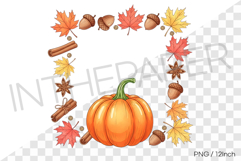 Pumpkin Cinnamon Stick Square PNG fall Clipart Illustration Product Image 1