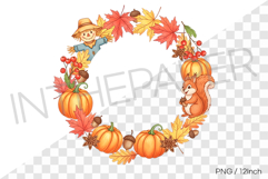 Scarecrow Autumn Pumpkin Round PNG fall Clipart Illust Product Image 1