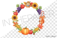Autumn Fruit Sunflower Round PNG fall Clipart Illust Product Image 1