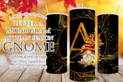 Fall Tumbler | Monogram A Autumn Gnome 20oz Tumbler Design Product Image 1
