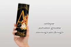 Fall Tumbler | Monogram A Autumn Gnome 20oz Tumbler Design Product Image 3