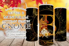 Fall Tumbler | Monogram B Autumn Gnome 20oz Tumbler Design Product Image 1