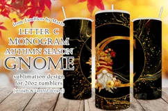 Fall Tumbler | Monogram C Autumn Gnome 20oz Tumbler Design Product Image 1