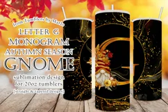 Fall Tumbler | Monogram G Autumn Gnome 20oz Tumbler Design Product Image 1