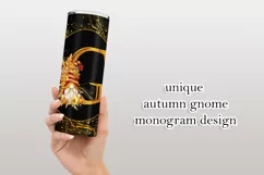 Fall Tumbler | Monogram G Autumn Gnome 20oz Tumbler Design Product Image 3