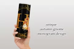 Fall Tumbler | Monogram H Autumn Gnome 20oz Tumbler Design Product Image 3