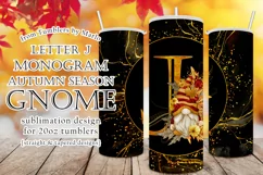 Fall Tumbler | Monogram J Autumn Gnome 20oz Tumbler Design Product Image 1