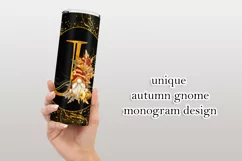 Fall Tumbler | Monogram J Autumn Gnome 20oz Tumbler Design Product Image 3