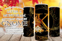 Fall Tumbler | Monogram K Autumn Gnome 20oz Tumbler Design Product Image 1
