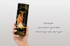 Fall Tumbler | Monogram L Autumn Gnome 20oz Tumbler Design Product Image 3